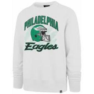 NWT '47 Men's Philadelphia Eagles Shade Throwback White Wash Crew Sweatshirt Lrg